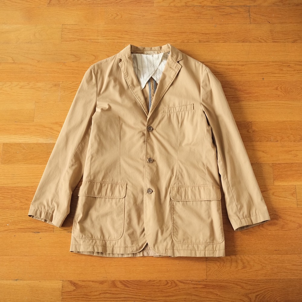 J.Crew Blazer Mens Tan Cotton Twill Three Button Casual Preppy Size M Jacket